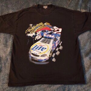Chase Authentics NASCAR RUSTY WALLACE Miller Lite Black T-Shirt Size L
